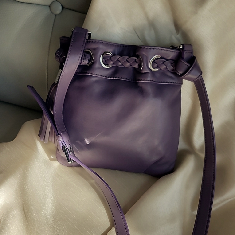 Michael Kors Lillac Purple Leather & Chrome Crossbody Bag , $40